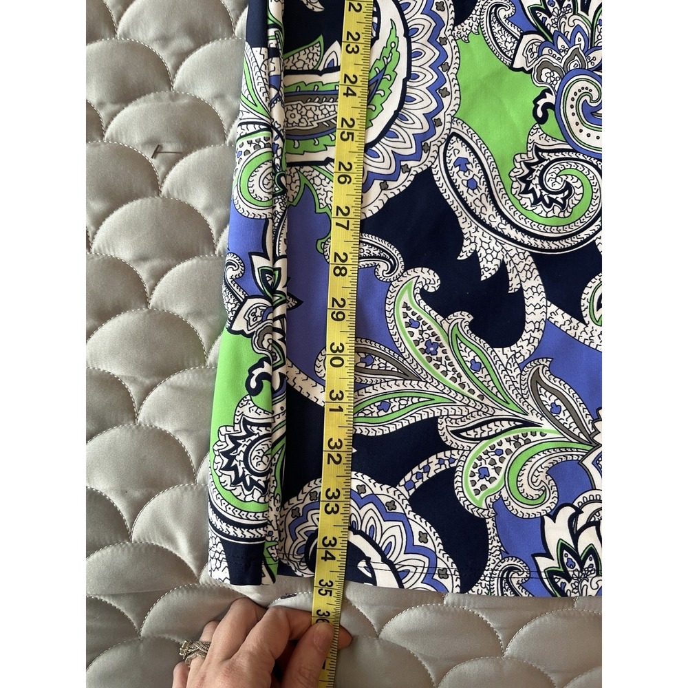 Jude Connally Beth Sleveless Shift Stretch Dress Blue Green Paisley Small Preppy - Picture 7 of 9